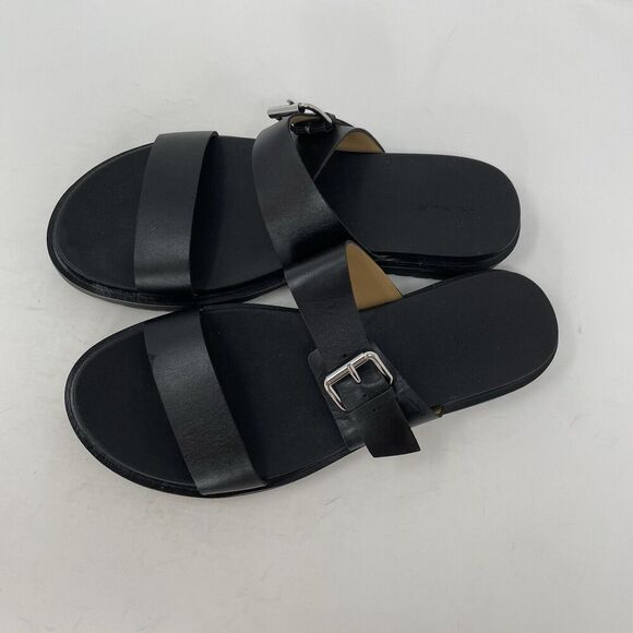 MADEWELL The Dee Slide Sandals Women 10 Black Leather NEW Double Strap NP292 - Picture 4 of 12